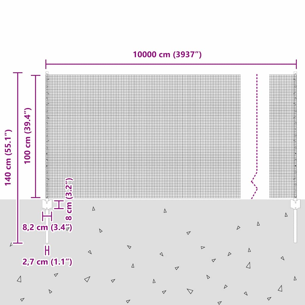 Recinzione in rete saldata con palo 100 x 1 m (L x H) - Acciaio rivestito PVC verde