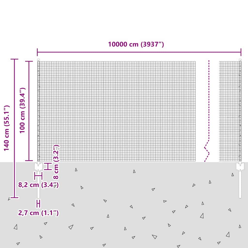 Recinzione in rete saldata con pali 100 x 1 m - Acciaio rivestito PVC verde