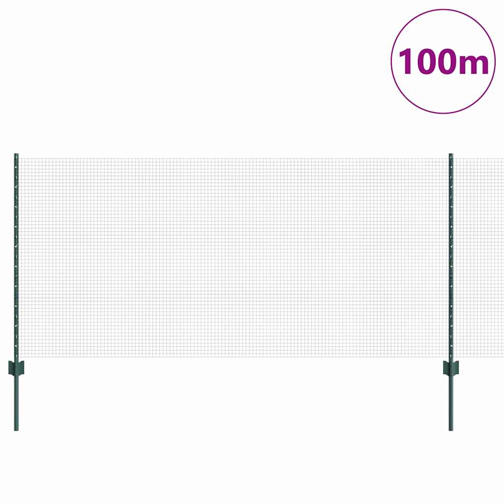 Recinzione in rete saldata con pali 100 x 1 m - Acciaio rivestito PVC verde