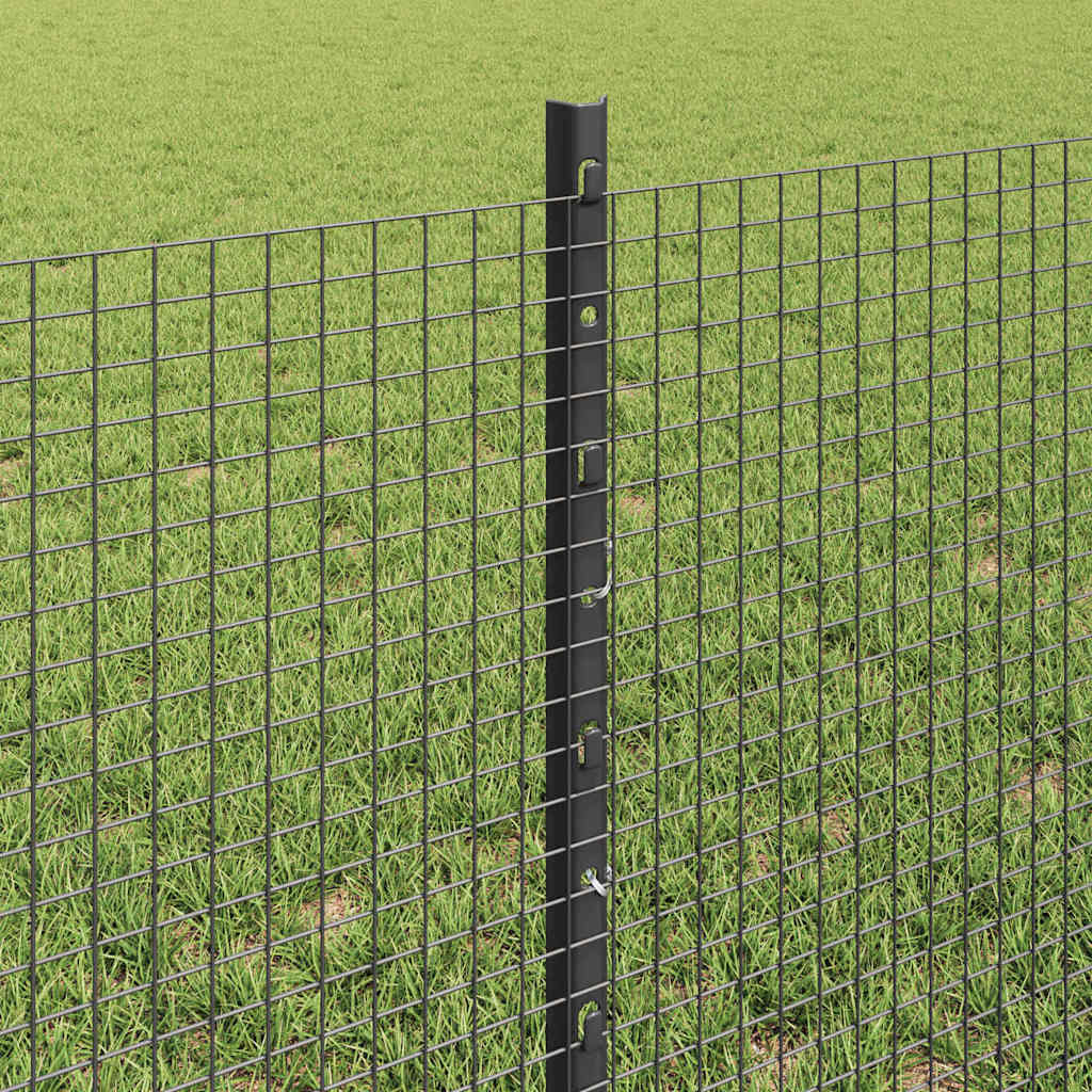 Recinzione in rete saldata con palo 10 x 0,6 m (L x H) - Acciaio rivestito PVC grigio