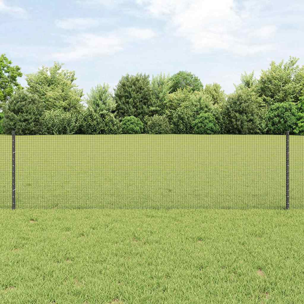 Recinzione in rete saldata con palo 10 x 0,6 m (L x H) - Acciaio rivestito PVC grigio
