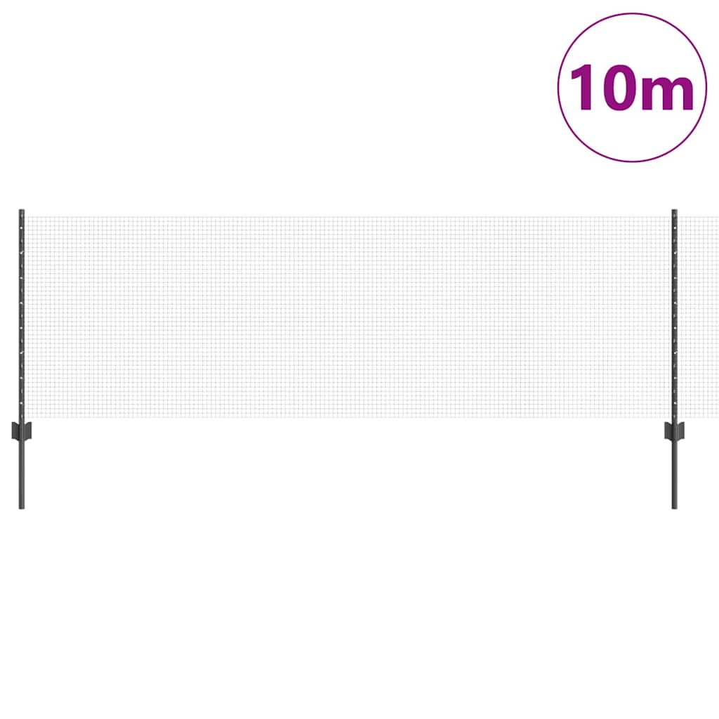 Recinzione in rete saldata con palo 10 x 0,8 m - Acciaio rivestito PVC grigio