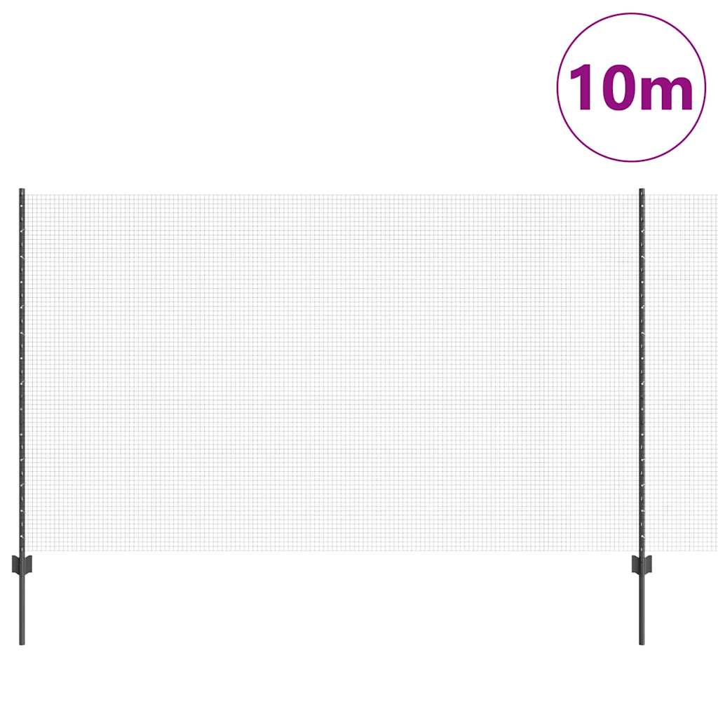 Recinzione in rete saldata con palo 10 x 1,4 m - Acciaio rivestito PVC grigio