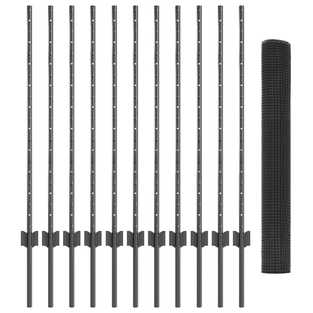 Recinzione in rete saldata zincata 25 x 1 m con pali