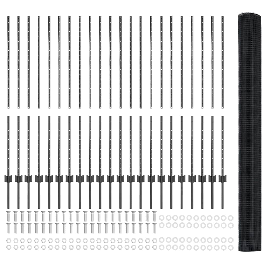 Recinzione in rete saldata zincata 50 x 1,4 m con pali