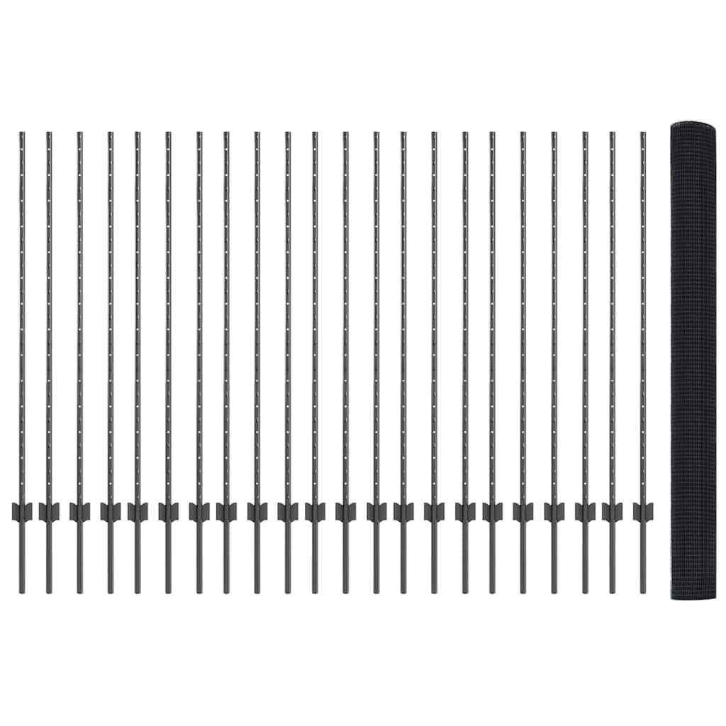 Recinzione in rete saldata con palo 50 x 1,4 m - Acciaio rivestito PVC grigio