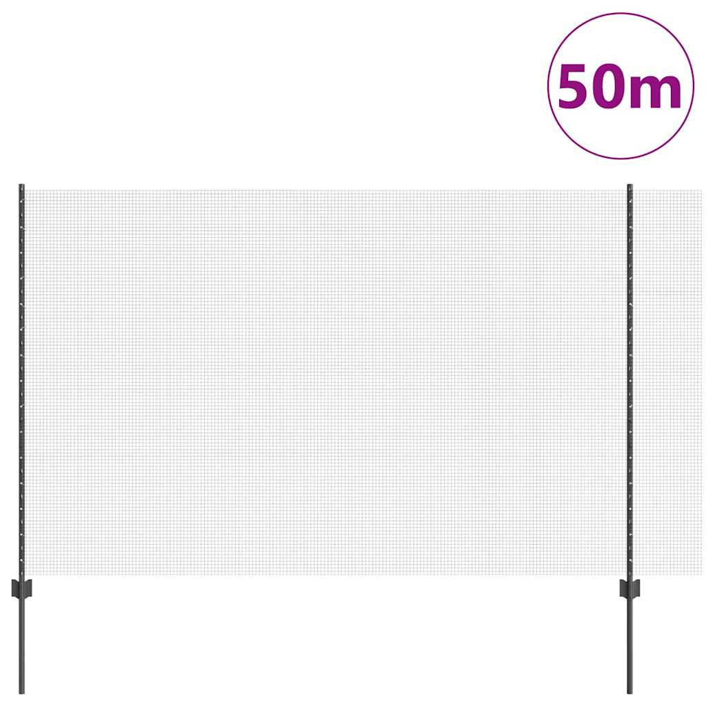 Recinzione in rete saldata con palo 50 x 1,5 m grigio acciaio PVC