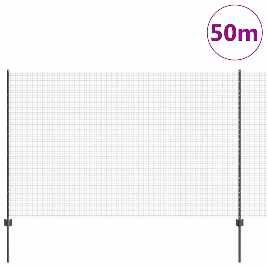 Recinzione in rete saldata con palo 50 x 1,5 m - Acciaio rivestito PVC grigio