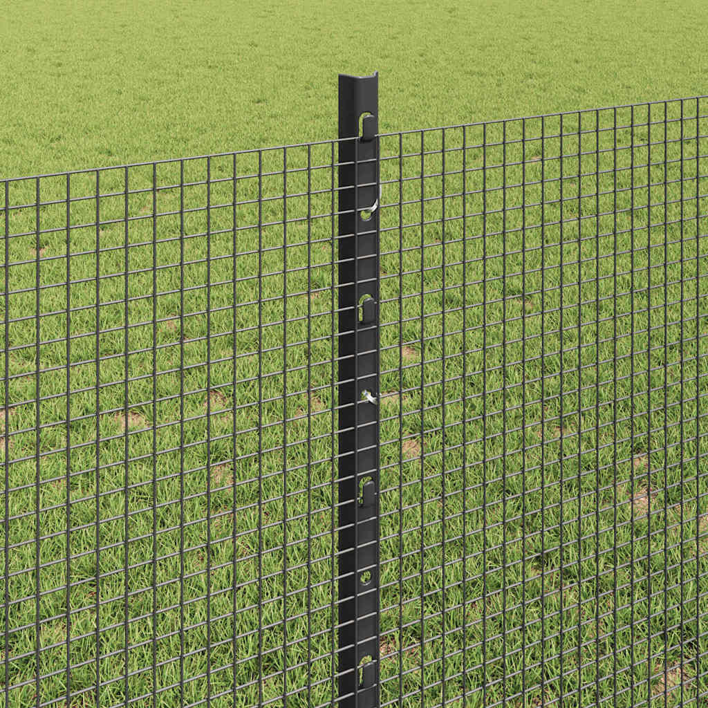 Recinzione in rete saldata con palo 100 x 0,8 m - Acciaio rivestito PVC grigio
