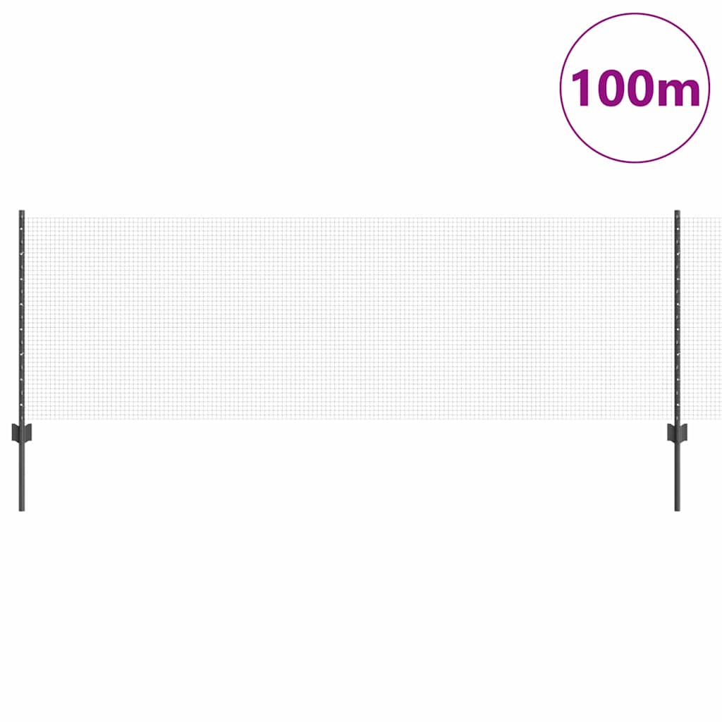 Recinzione in rete saldata con palo 100 x 0,8 m - Acciaio rivestito PVC grigio