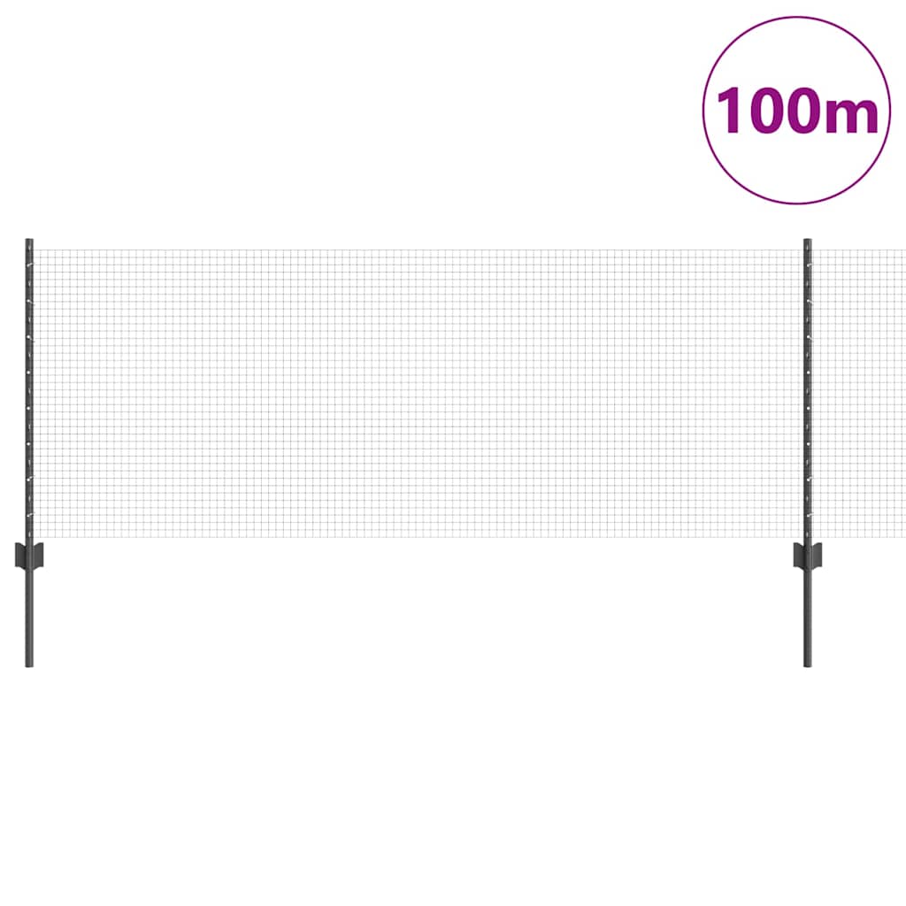 Recinzione in rete saldata con palo 100 x 0,8 m - Acciaio rivestito PVC grigio