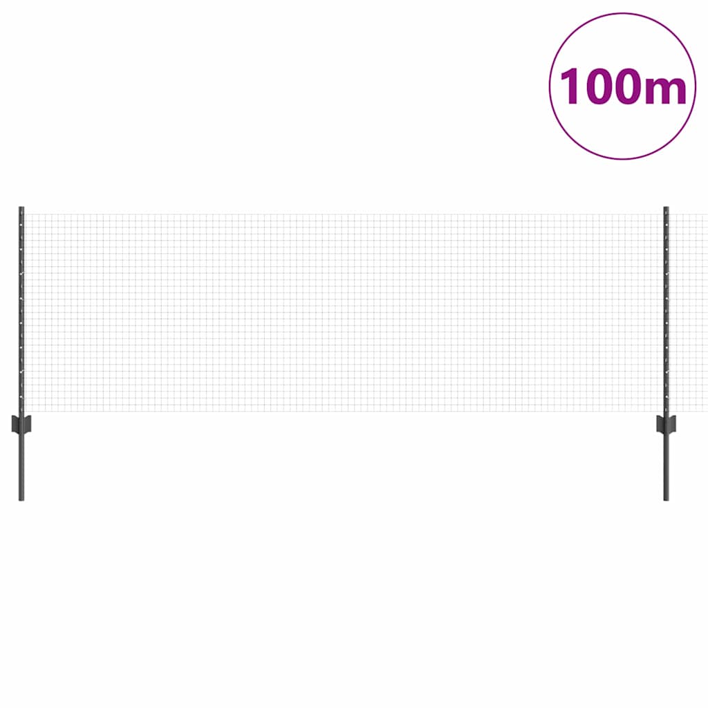 Recinzione in rete saldata con palo 100 x 0,8 m - Acciaio rivestito PVC grigio