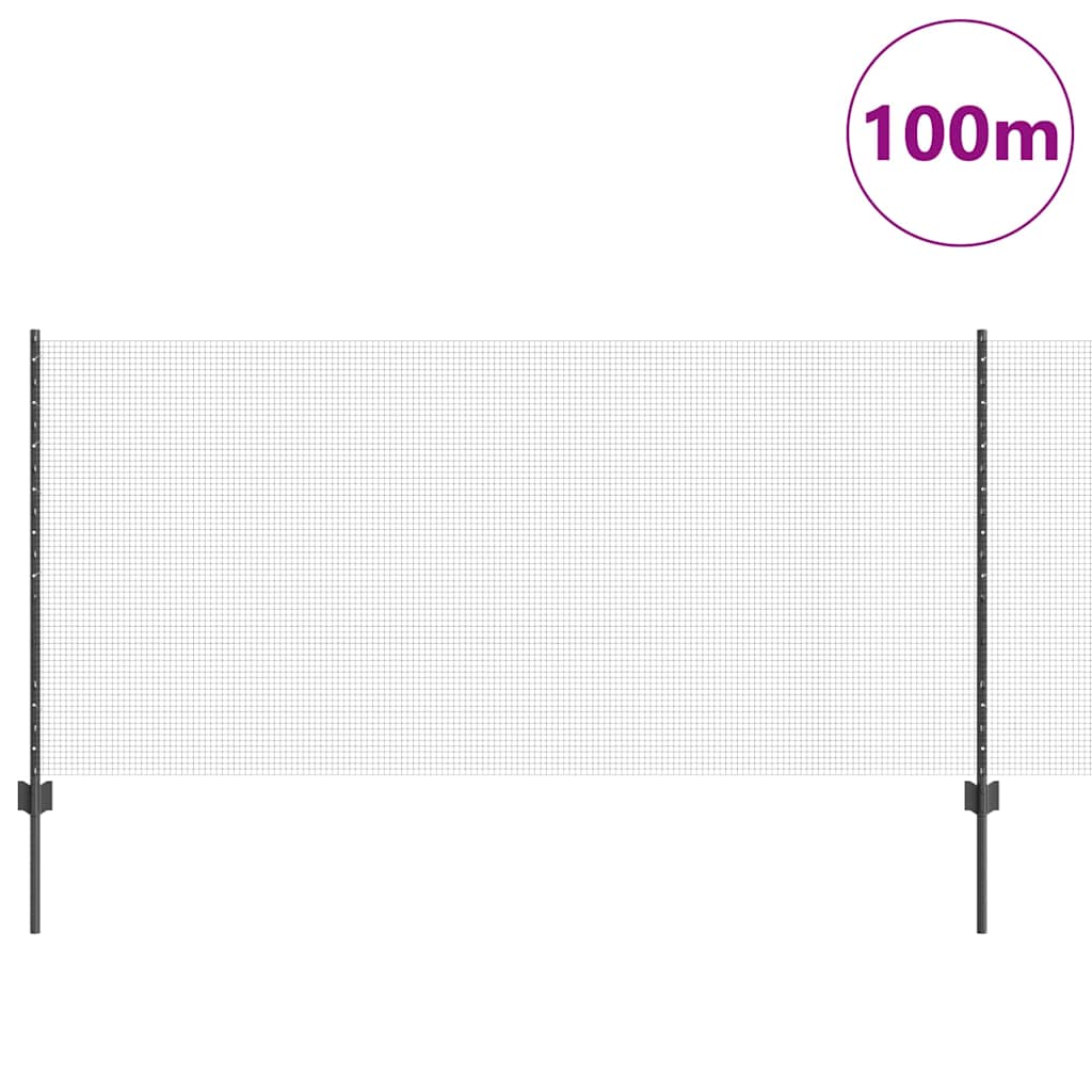 Recinzione in rete saldata con palo 100 x 1 m (L x H) - Acciaio rivestito PVC grigio