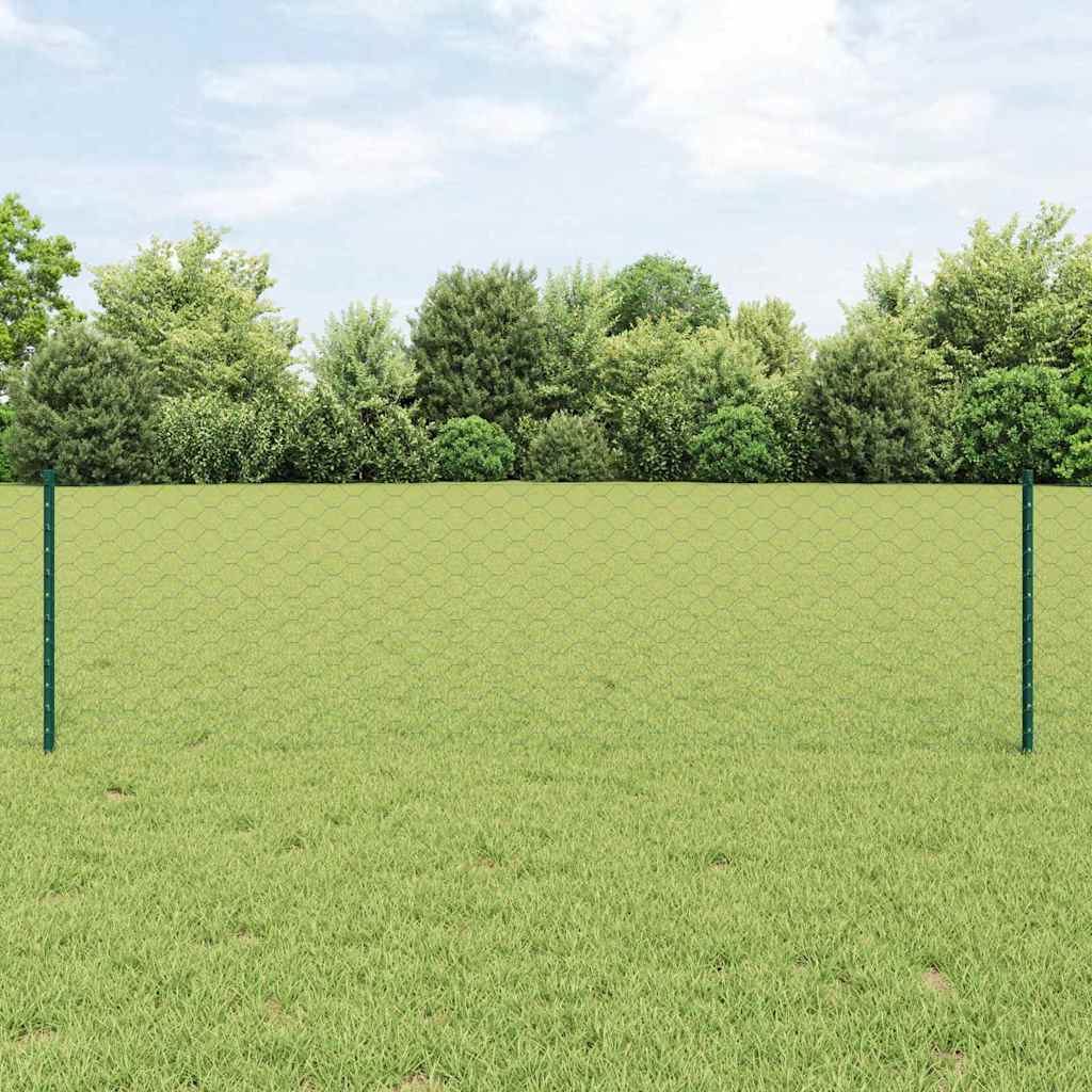 Recinzione in Rete Saldato 100 x 0,6 m Verde Acciaio PVC