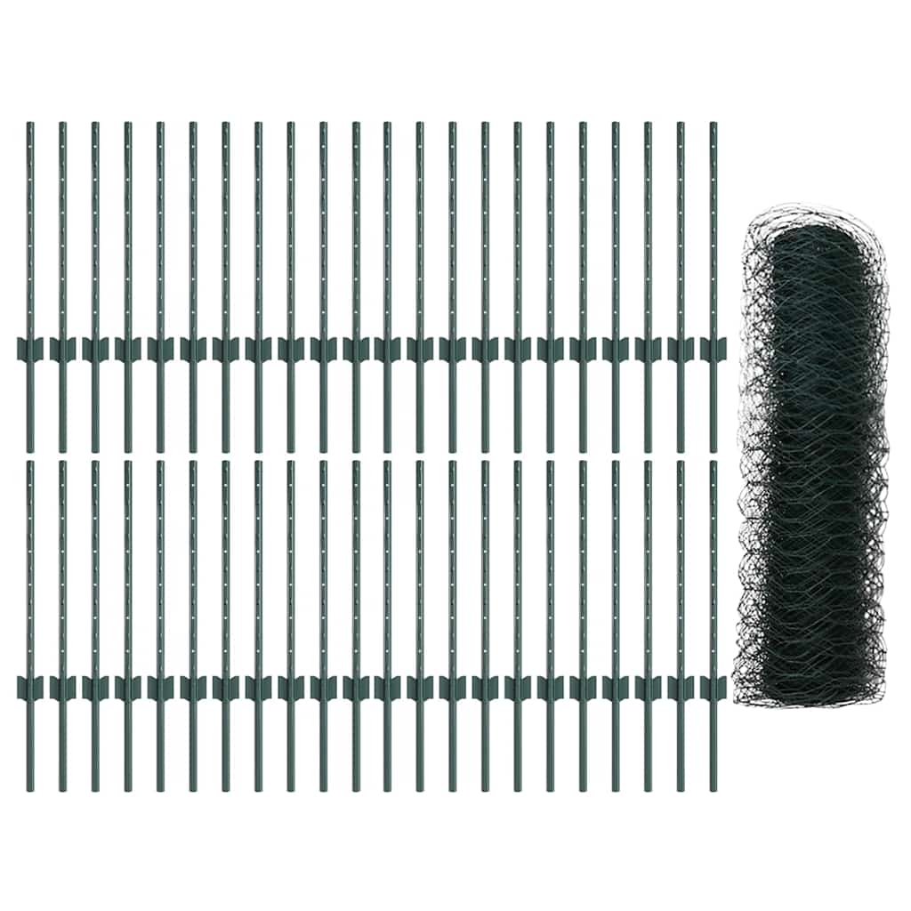 Recinzione in Rete Saldato 100 x 0,6 m Verde Acciaio PVC