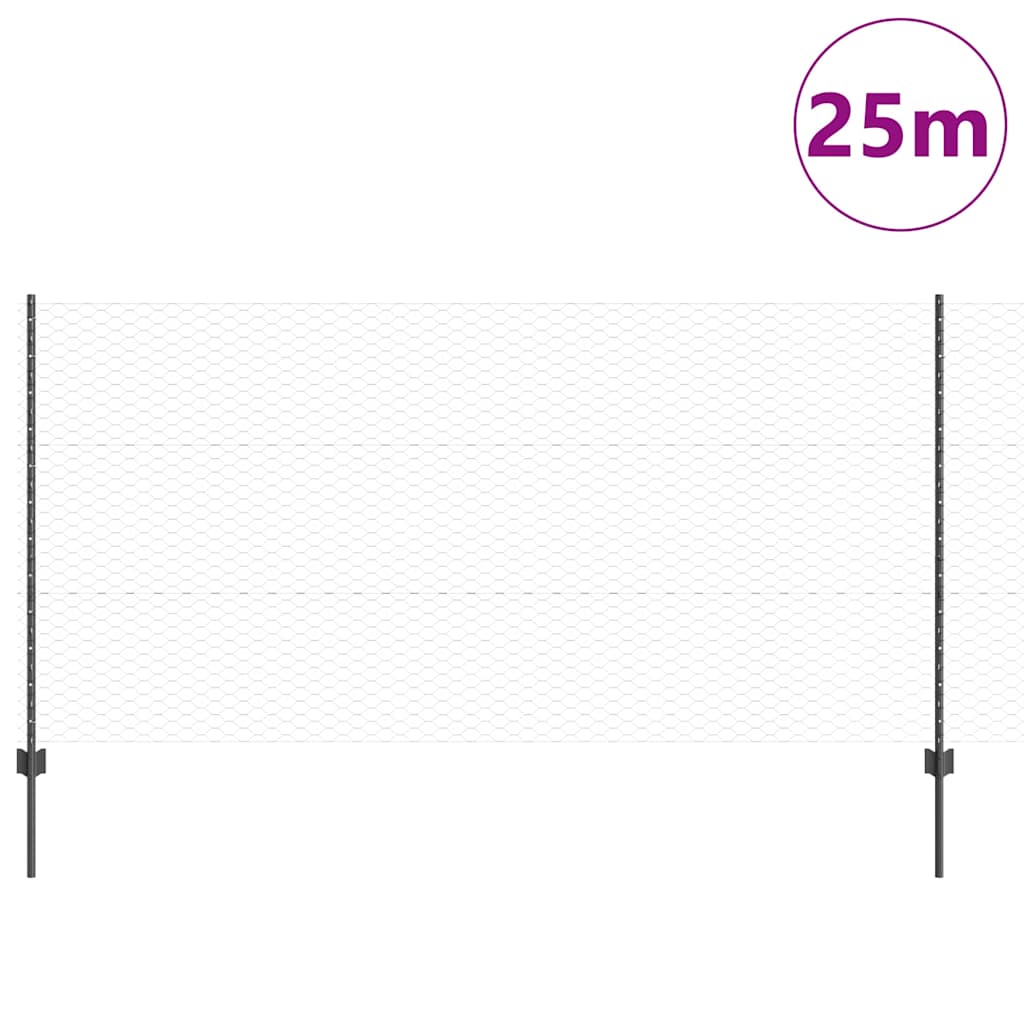 Recinzione in Rete Saldato Acciaio PVC 25 x 1,2 m Grigio