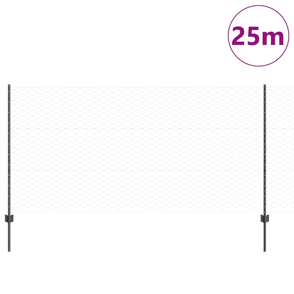 Recinzione in Rete Saldato Acciaio PVC 25 x 1,2 m - Grigio