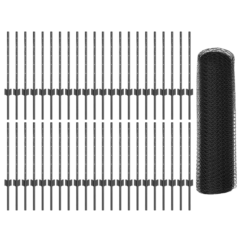 Recinzione in Rete Saldata Grigia 100 x 0,5 m - Acciaio Rivestito PVC