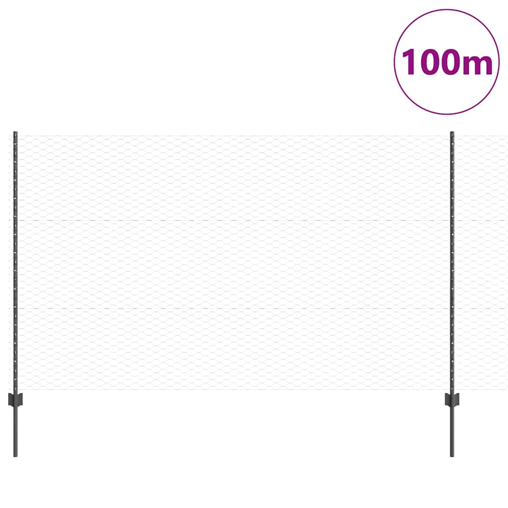 Recinzione in Rete Saldata Acciaio PVC Grigio 100 x 1,4 m