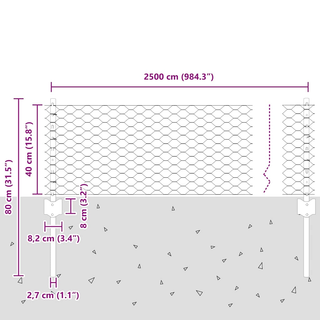 Recinzione in Rete Saldata Acciaio Zincato 25 x 0,4 m