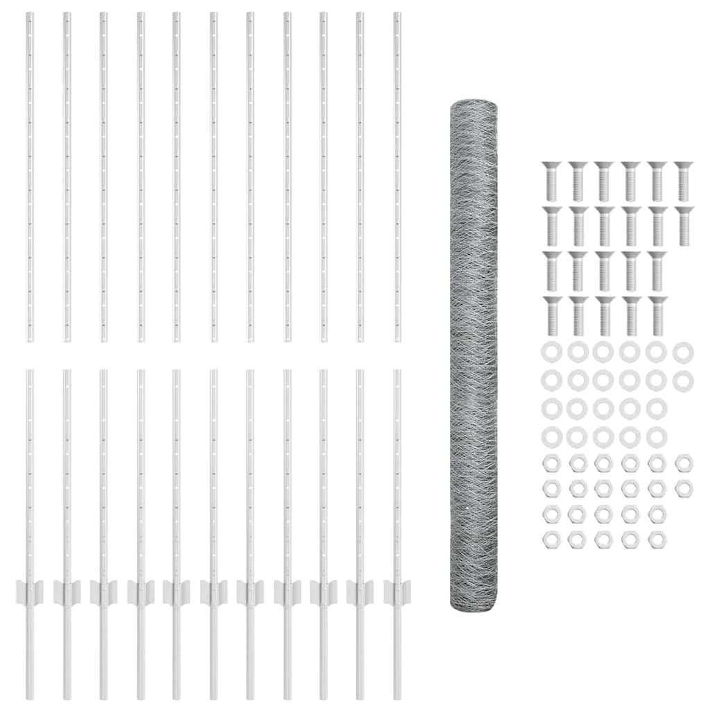 Recinzione in Rete Saldato Argento 25 x 1,4 m - Acciaio Zincato