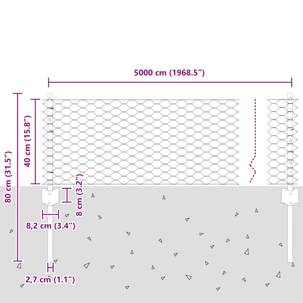 Recinzione in Rete Saldato Acciaio Zincato 50 x 0,4 m
