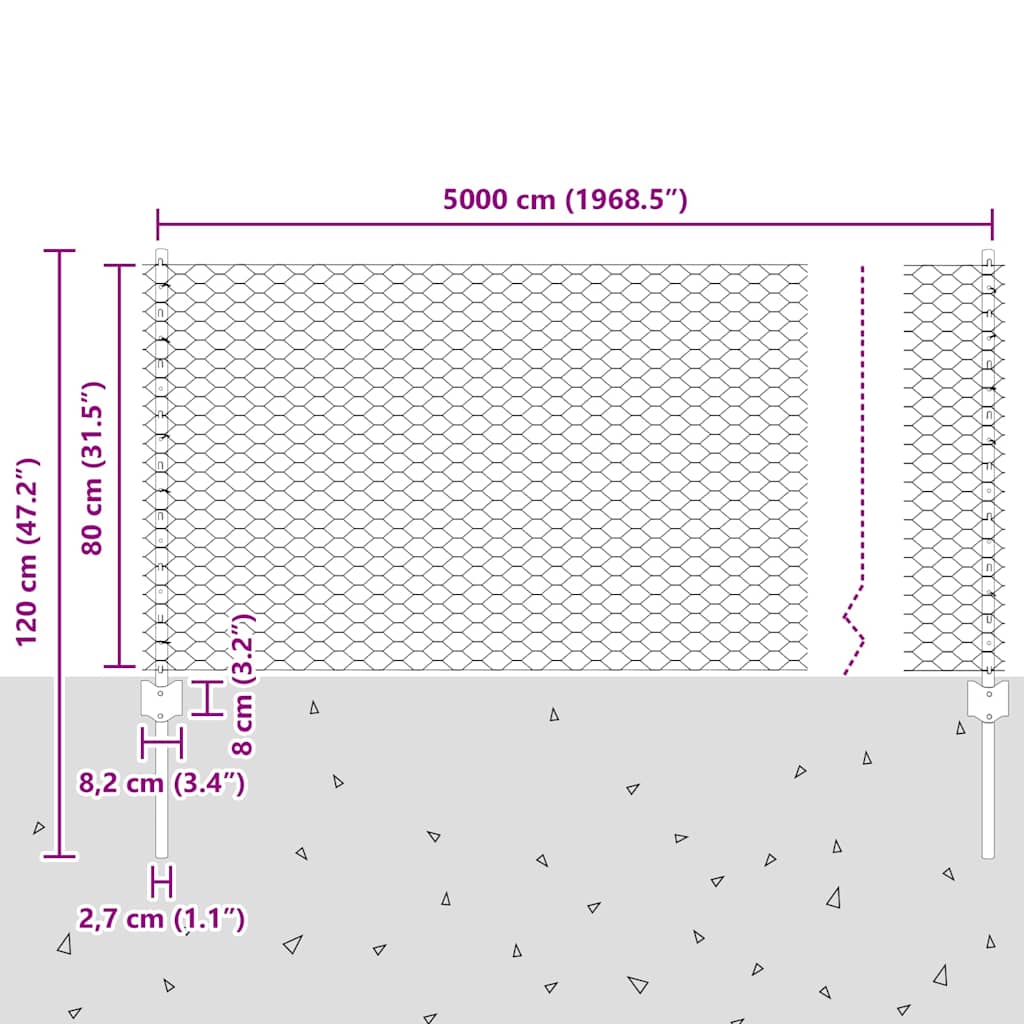 Recinzione in Rete Saldata Acciaio Zincato 50 x 0,8 m