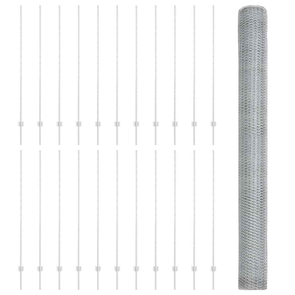 Recinzione in Rete Saldato 50 x 1,5 m Acciaio Zincato Argento
