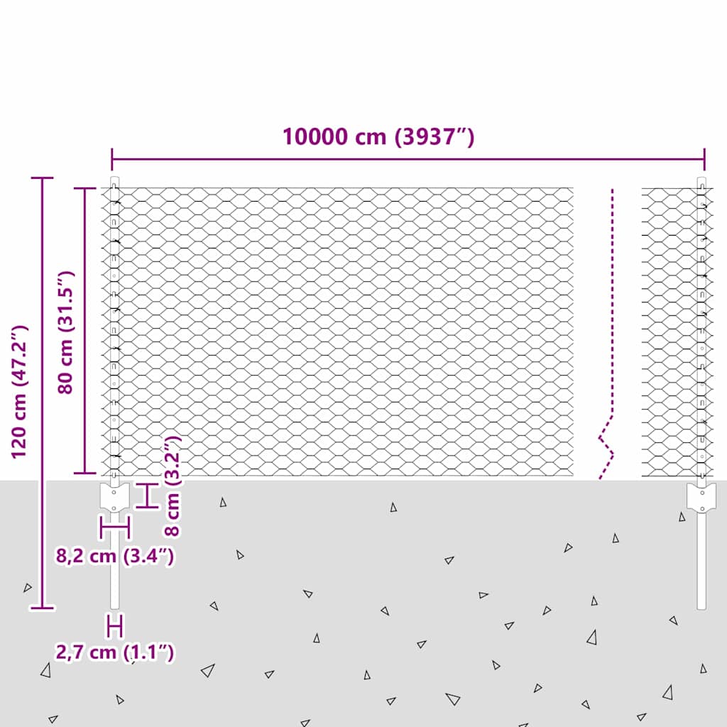 Recinzione in Rete Saldato Acciaio Zincato 100 x 0,8 m