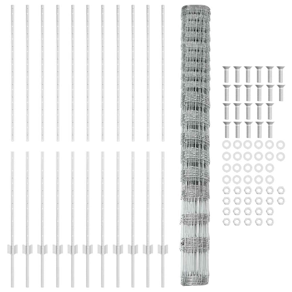 Recinto per animali selvatici con pali 25 x 1,5 m
