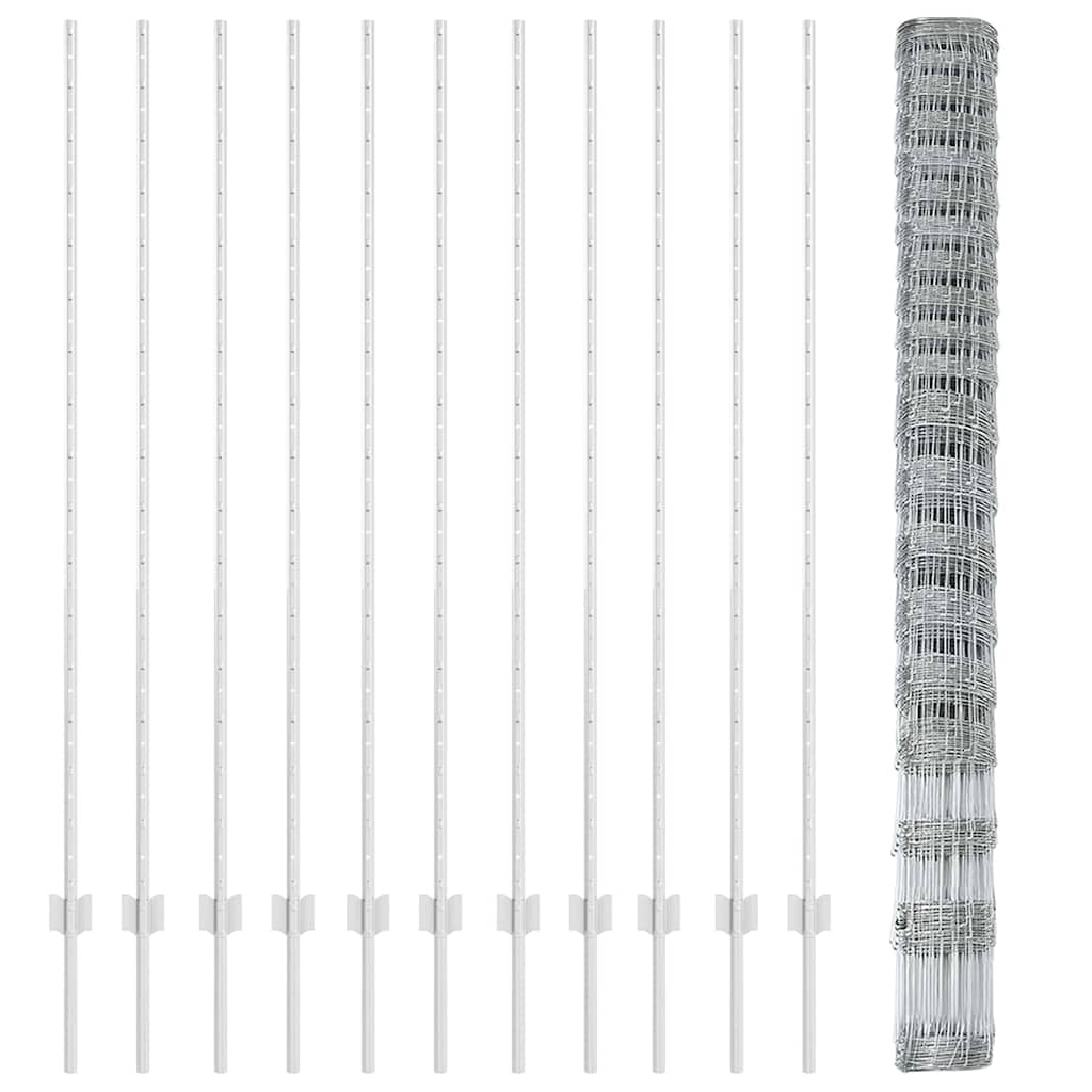 Recinto per animali selvatici con pali 25 x 1,6 m acciaio zincato