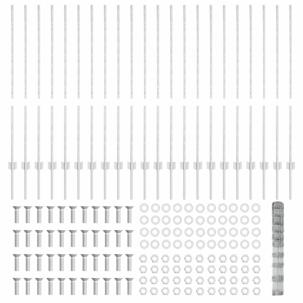 Recinto per animali selvatici 50 x 1,2 m con pali in acciaio zincato