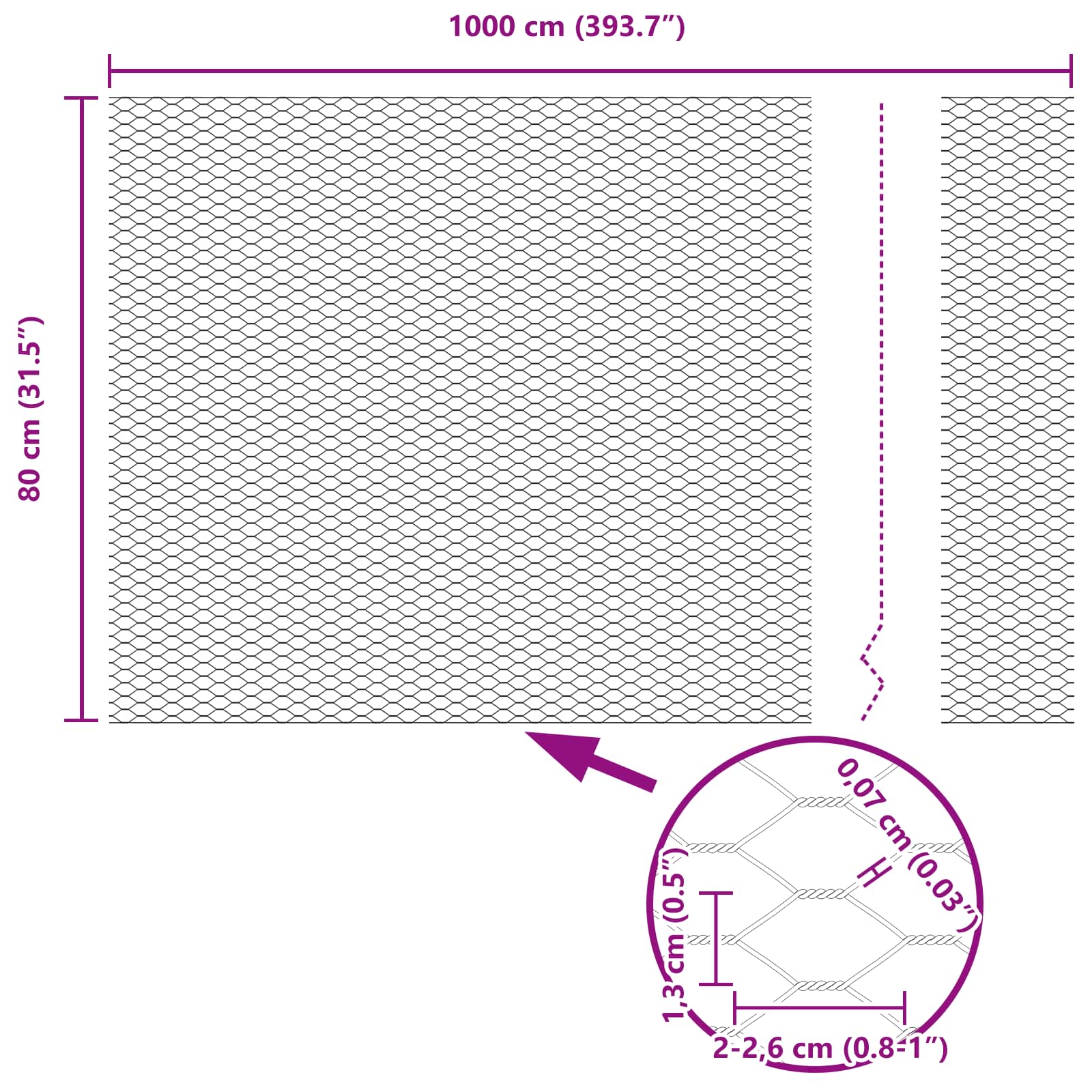 Recinzione Esagonale Verde PVC 0,8 x 10 m