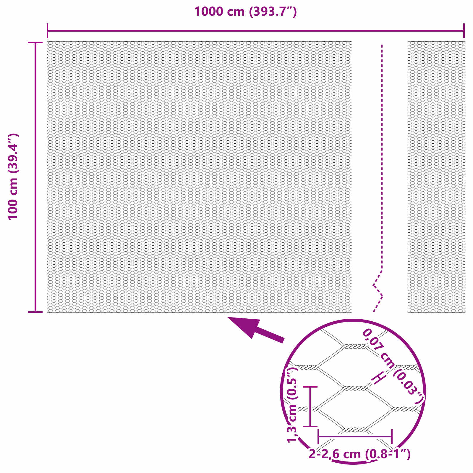 Recinzione Esagonale Verde PVC 1 x 10 m