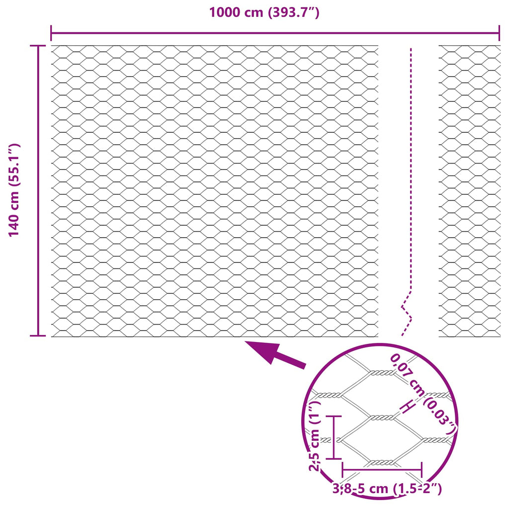 Recinzione Esagonale Verde PVC 1,4 x 10 m