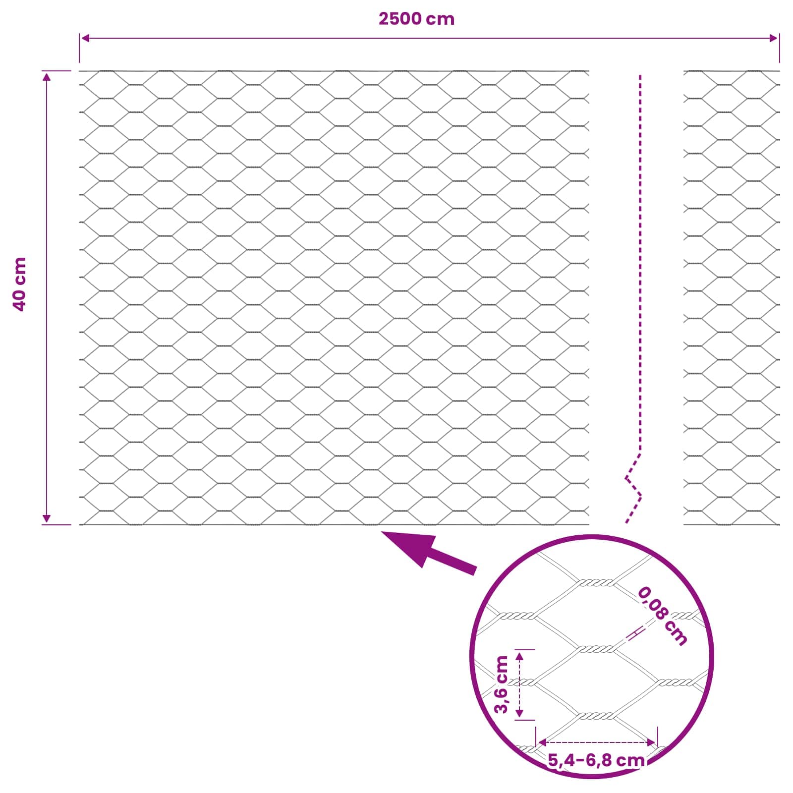 Recinzione Esagonale Grigio PVC 0,4 x 25 m