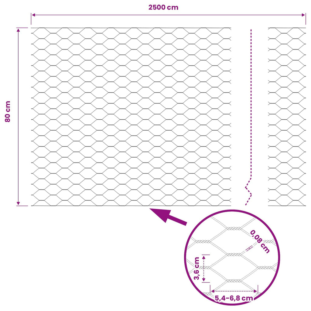 Recinzione Esagonale Grigio PVC 0,8 x 25 m