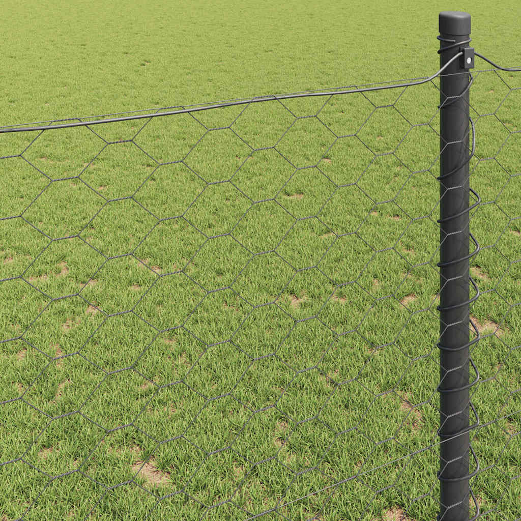 Recinzione Esagonale PVC Grigio 1,6 x 25 m