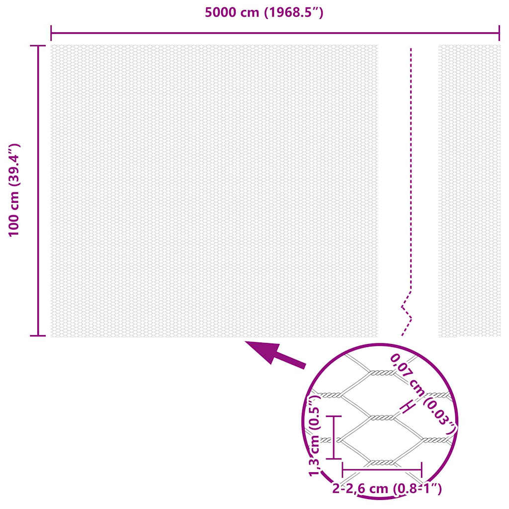 Recinzione Esagonale Grigio PVC 50 x 1 m