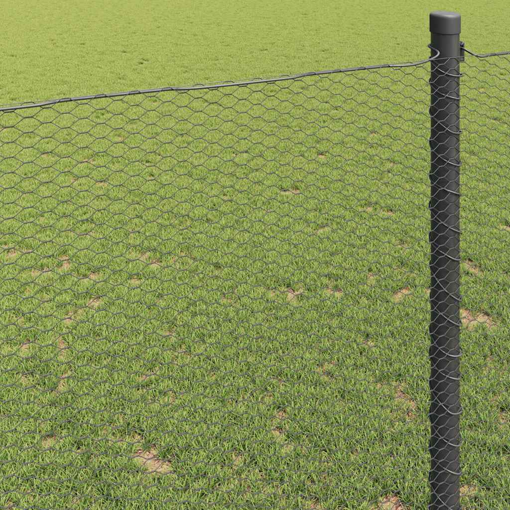 Recinzione Esagonale Grigio PVC 100 x 1 m