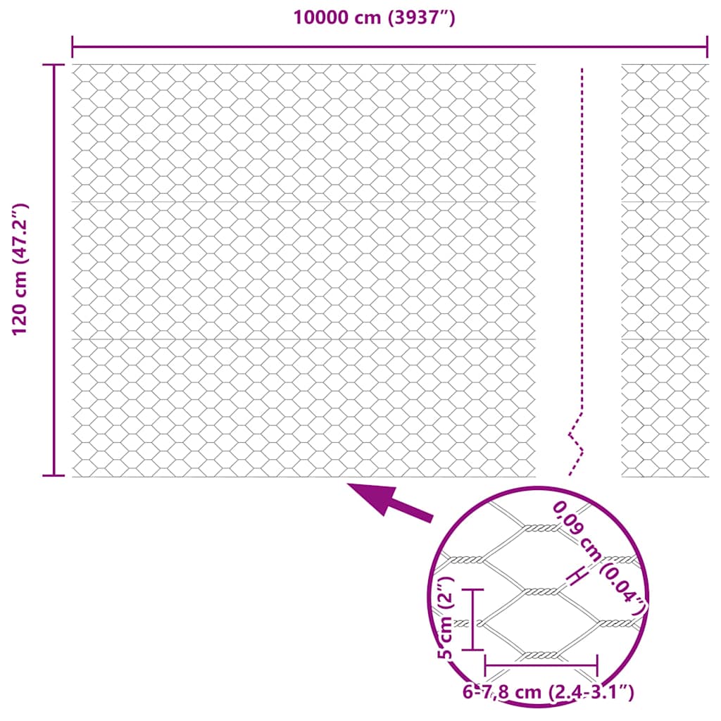 Recinzione Esagonale Grigio PVC 1,2 x 100 m