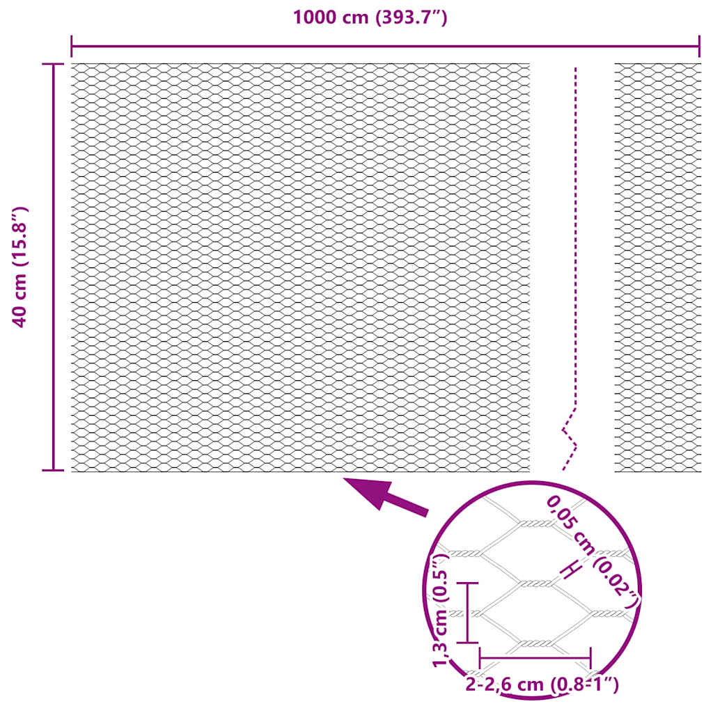 Recinzione Esagonale Argento 10 x 0,4 m Acciaio Zincato