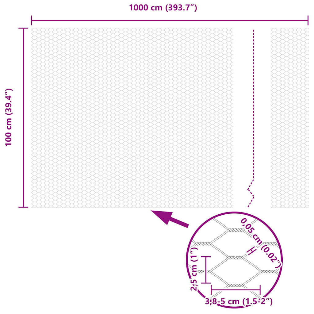 Recinzione Esagonale Argento 10 x 1 m Acciaio Zincato