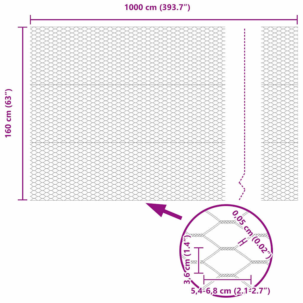 Recinzione Esagonale Argento 1,6 x 10 m Acciaio Zincato
