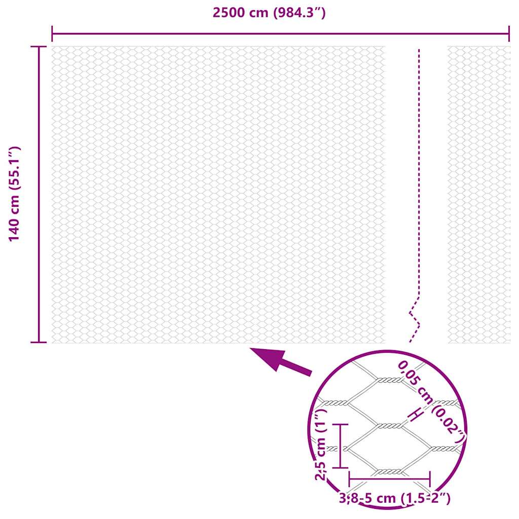Recinzione Esagonale Argento 1,4 x 25 m Acciaio Zincato