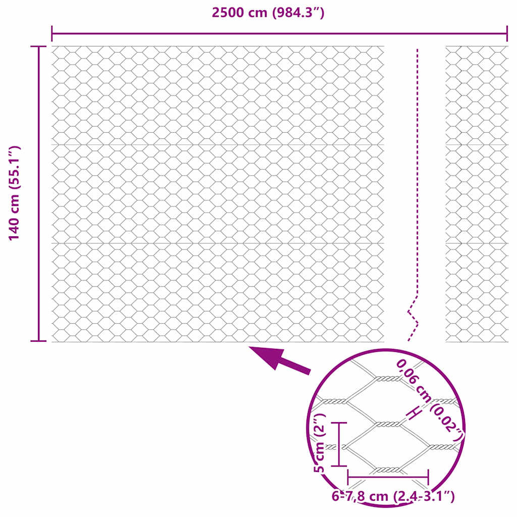 Recinzione Esagonale Argento 1.4 x 25 m Acciaio Zincato