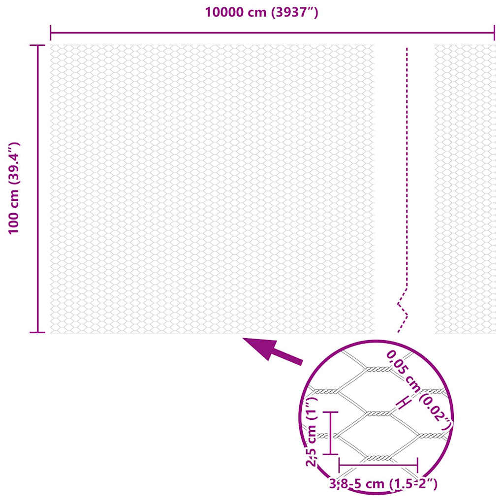 Recinzione Esagonale Argento 100 x 1 m Acciaio Zincato