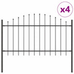 Recinzione per Giardino 4 pcs Acciaio Verniciato Grigio 170 x 140 cm