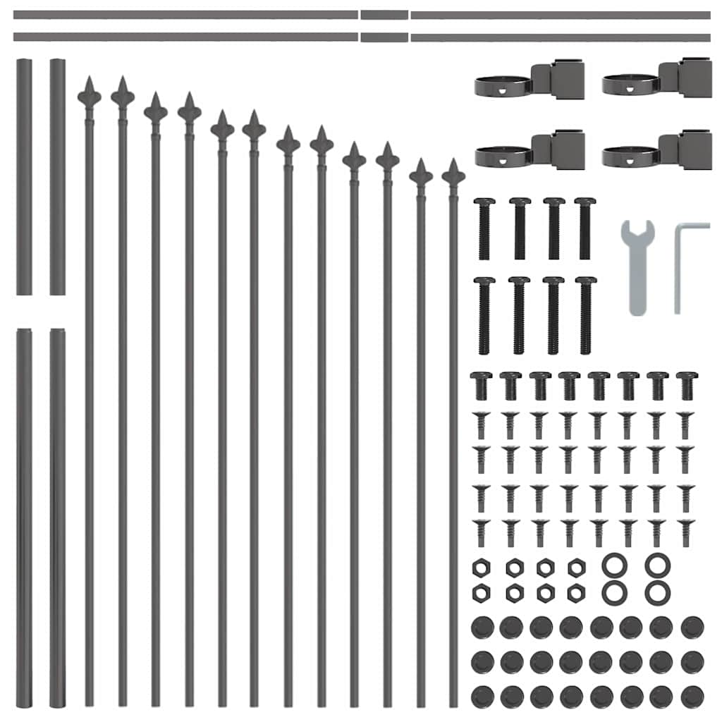 Recinzione per Giardino 4 pcs Acciaio Verniciato Grigio 170 x 140 cm