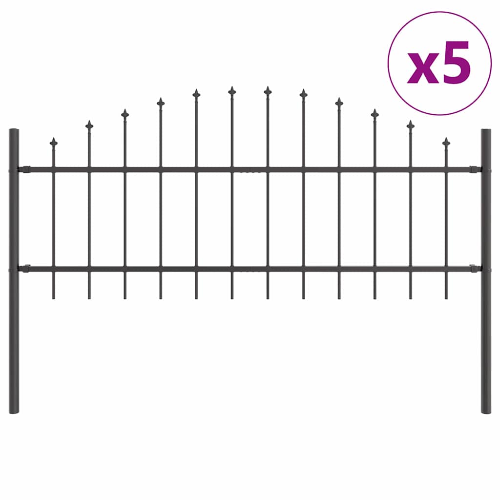 Recinzione per Giardino Woerden 5 pcs Acciaio Verniciato Grigio 170x115 cm